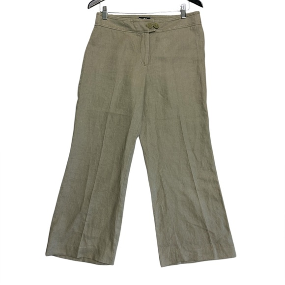 Pure Linen side 10p EUC ultra wide flair 100 percent linen pants with buttons - Picture 1 of 13